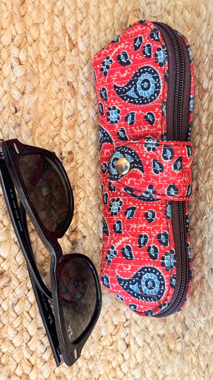 Red Floral Goggle case