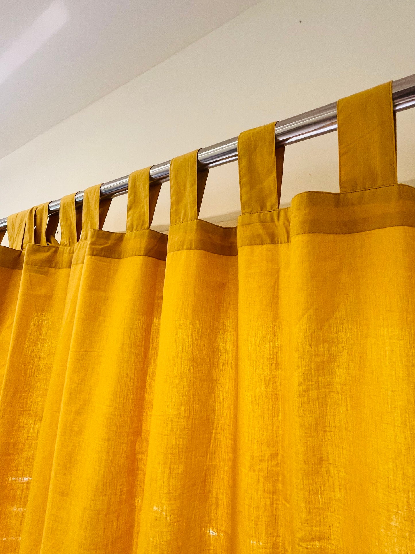 Cotton Solid Yellow Curtains (Set of 2)