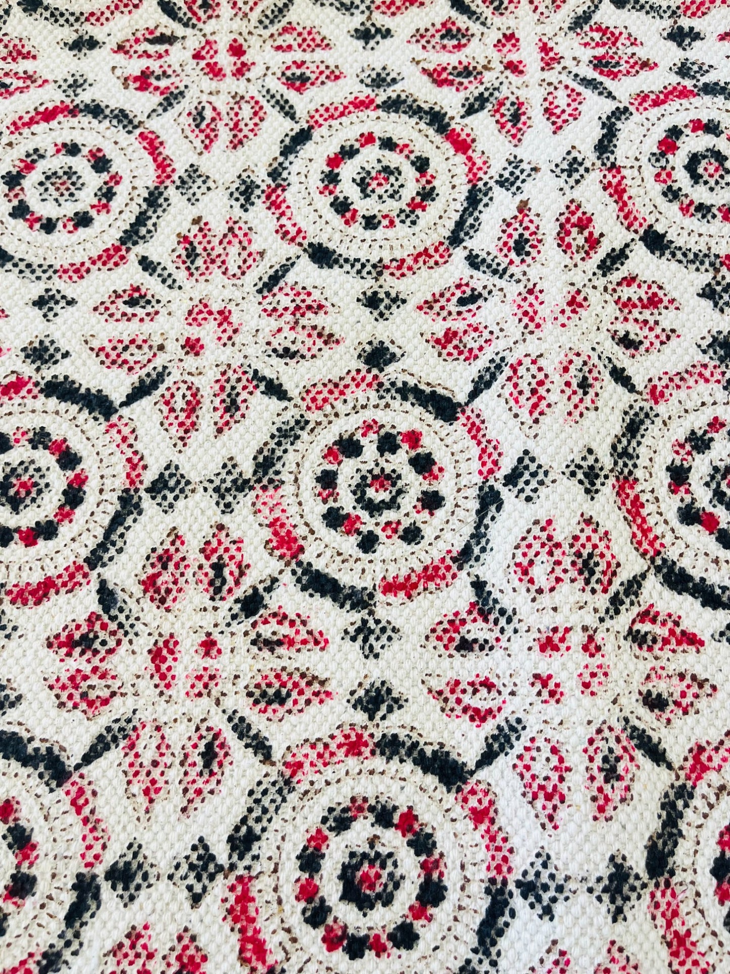 Cream Colour Handblock Print Cotton Rug