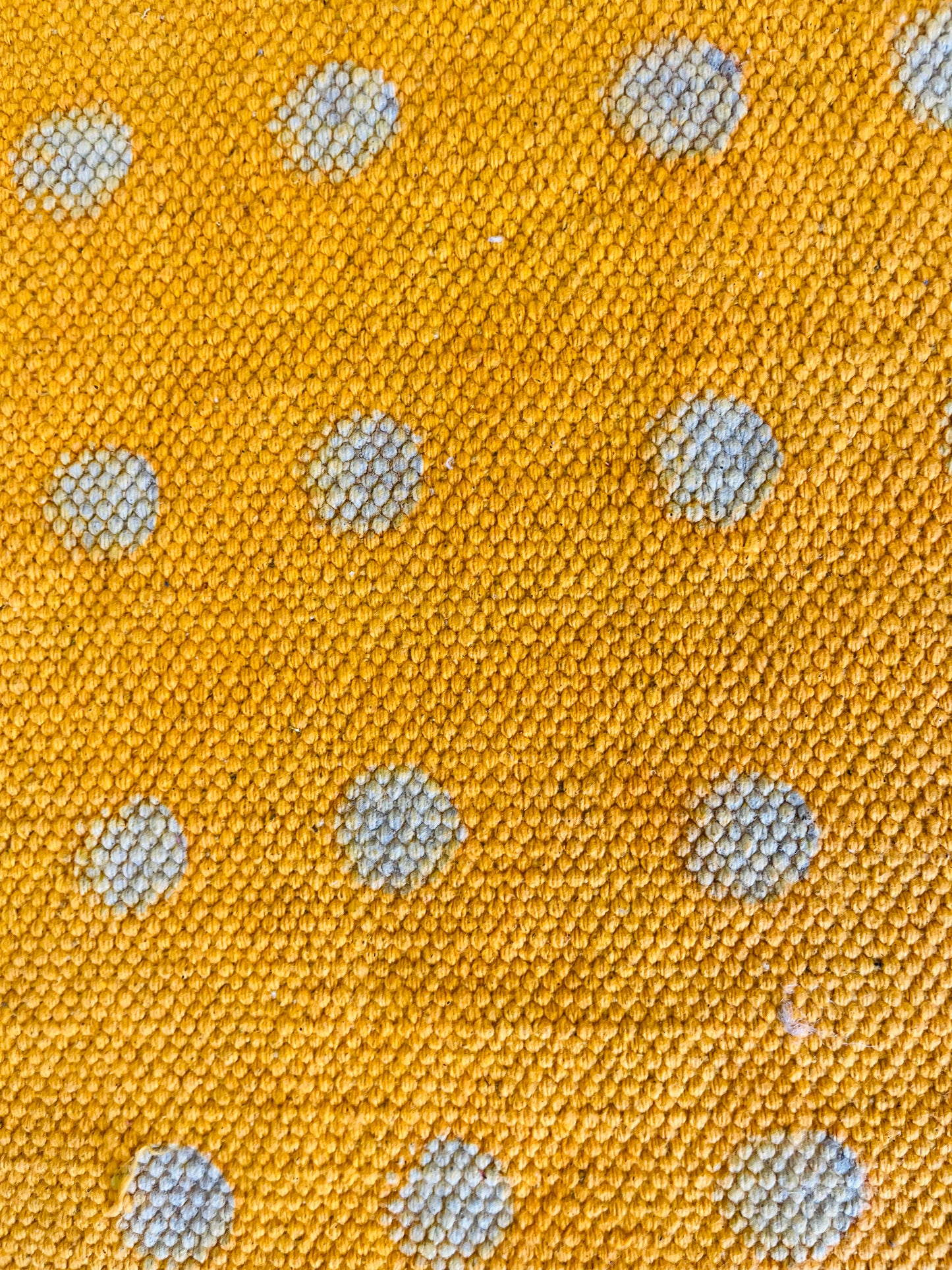 Yellow Handblock Print Cotton Rug