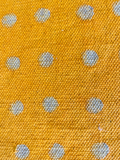 Yellow Handblock Print Cotton Rug