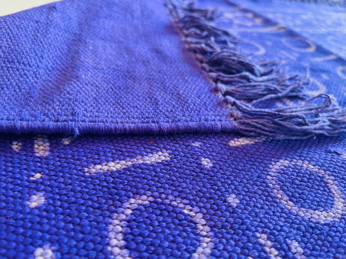 Blue Handblock Print Cotton Rug