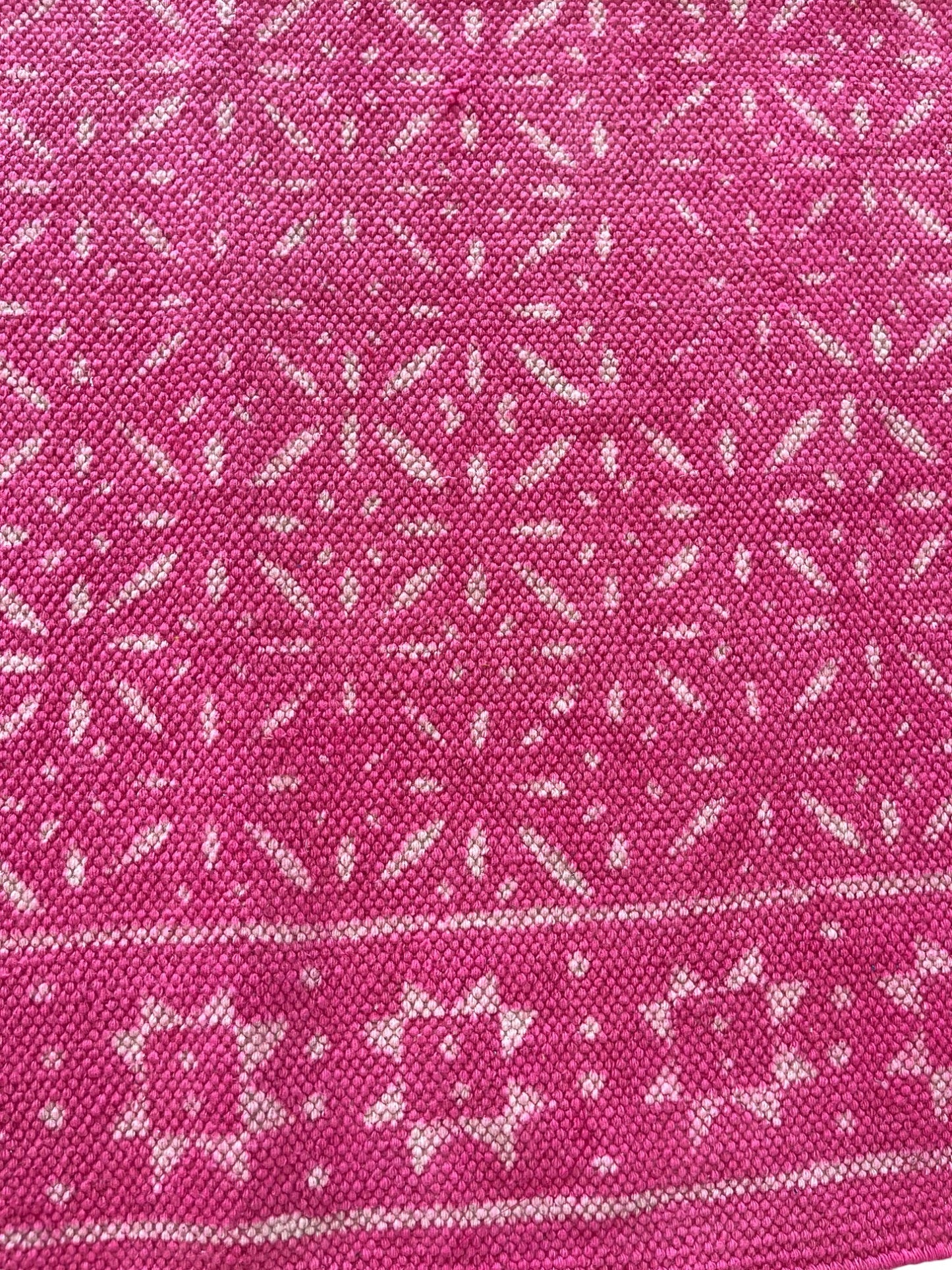 Pink Handblock Print Cotton Rug