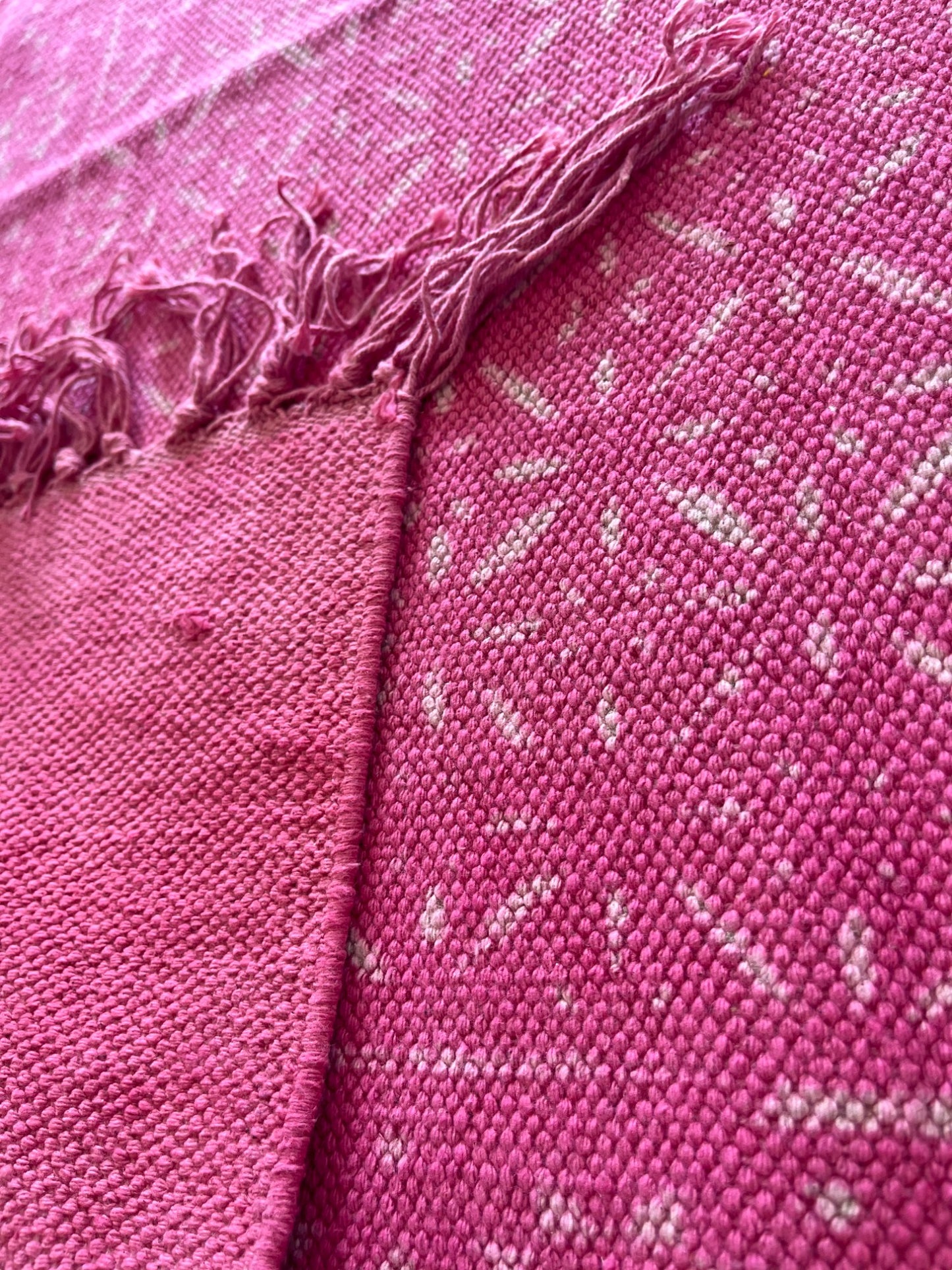 Pink Handblock Print Cotton Rug