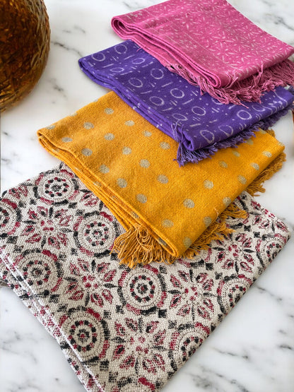 Cream Colour Handblock Print Cotton Rug