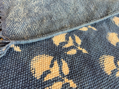 Blue Floral Handblock Print Cotton Rug