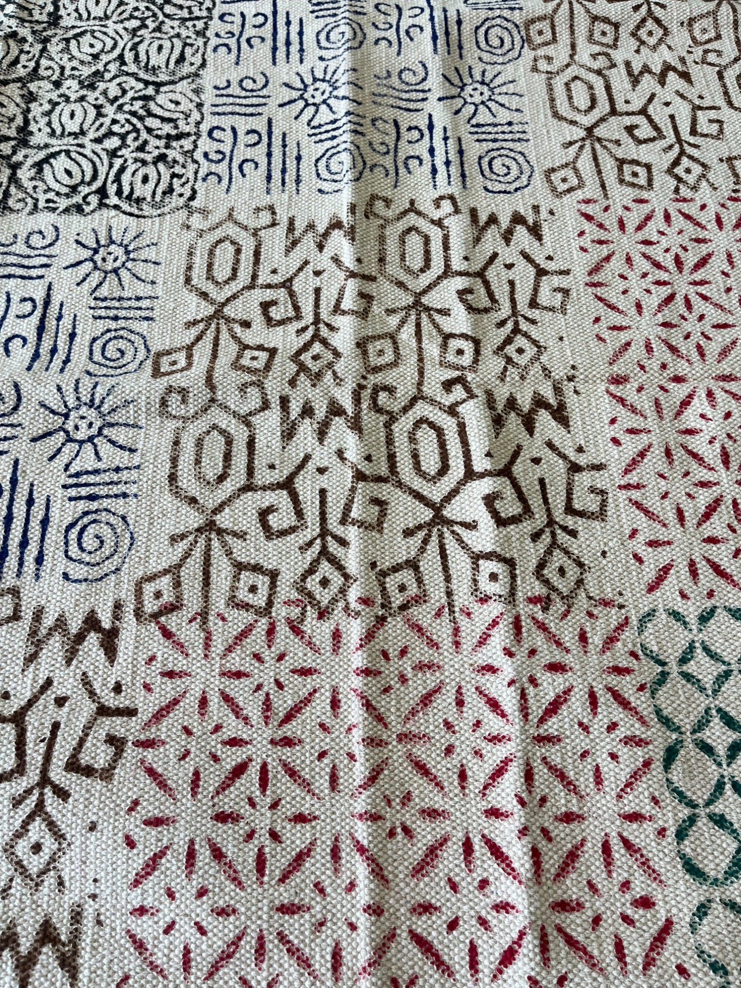 Handblock Print Cotton Rug Multicolour