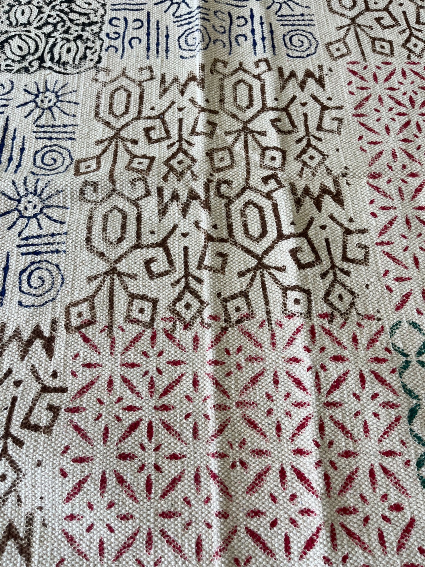 Handblock Print Cotton Rug Multicolour