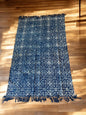 Abstract Pattern Handblock Print Blue Cotton Rug