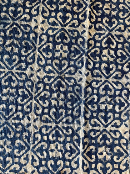 Abstract Pattern Handblock Print Blue Cotton Rug