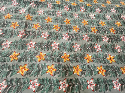 Green Floral Printed Double Bed Dohar