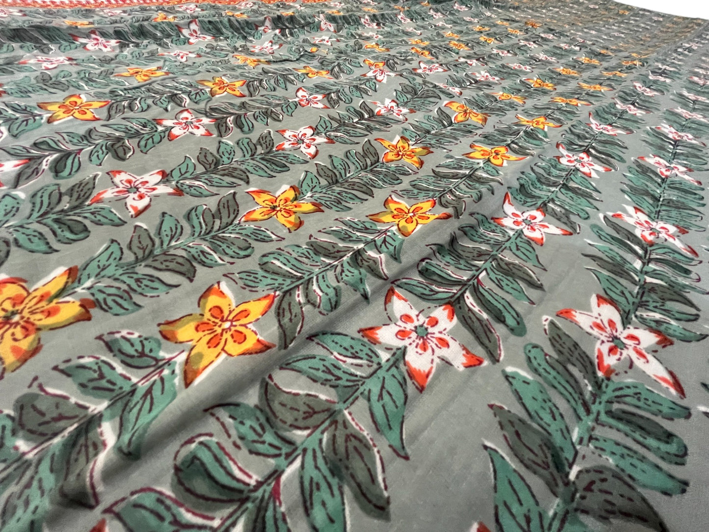 Green Floral Printed Double Bed Dohar