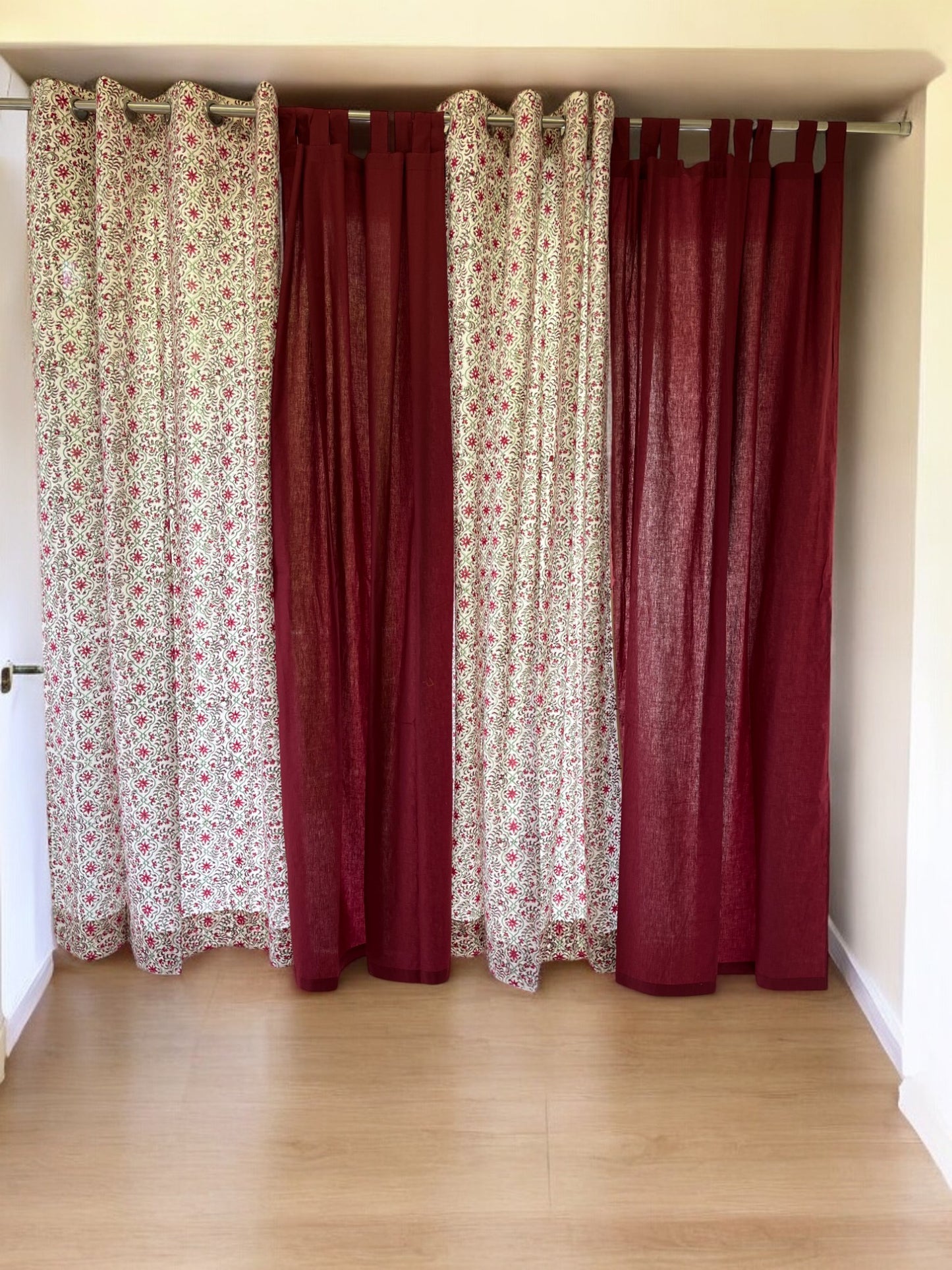Cotton Solid Maroon Curtains (Set of 2)