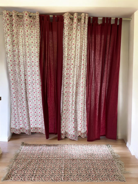 Cotton Solid Maroon Curtains (Set of 2)
