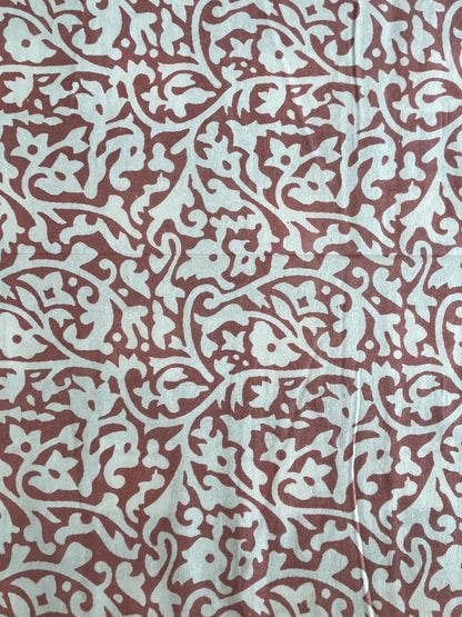 Handblock Peach Floral Double Bedsheet