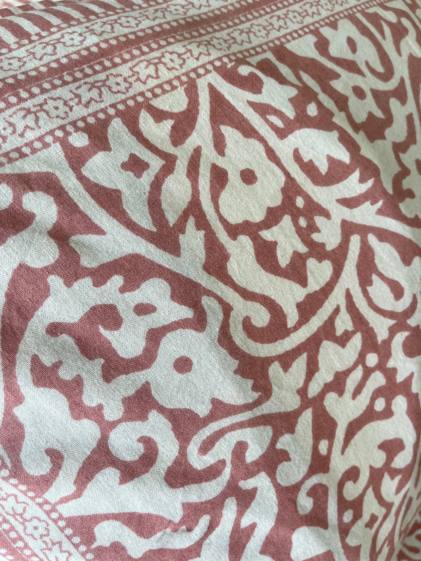Handblock Peach Floral Double Bedsheet