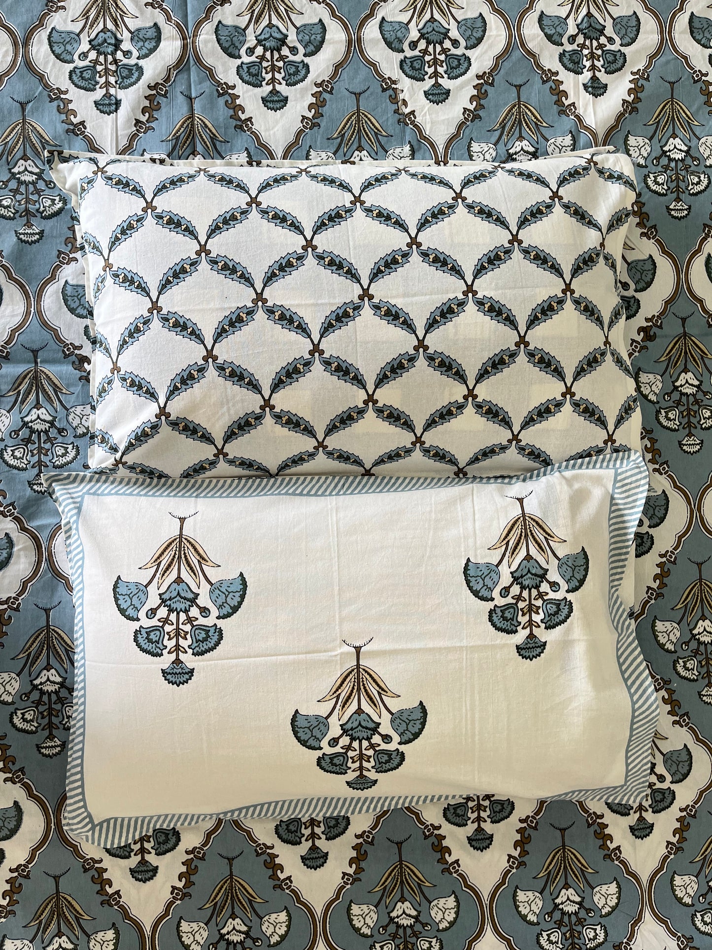 Handblock Printed Abstract Pattern Double Bedsheet