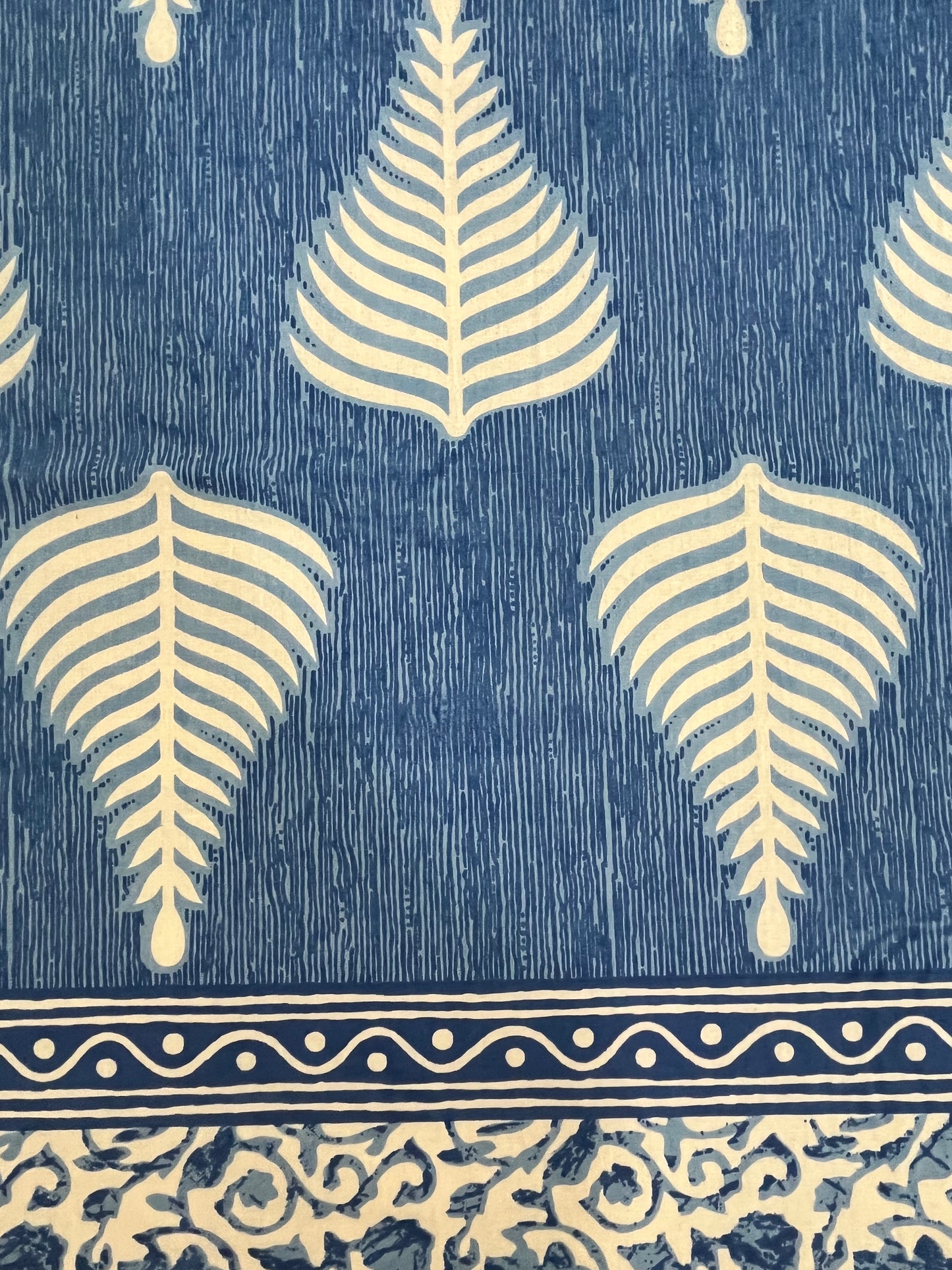 Blue Palm Leaf Double Bedsheet with 2 Pillow Cover