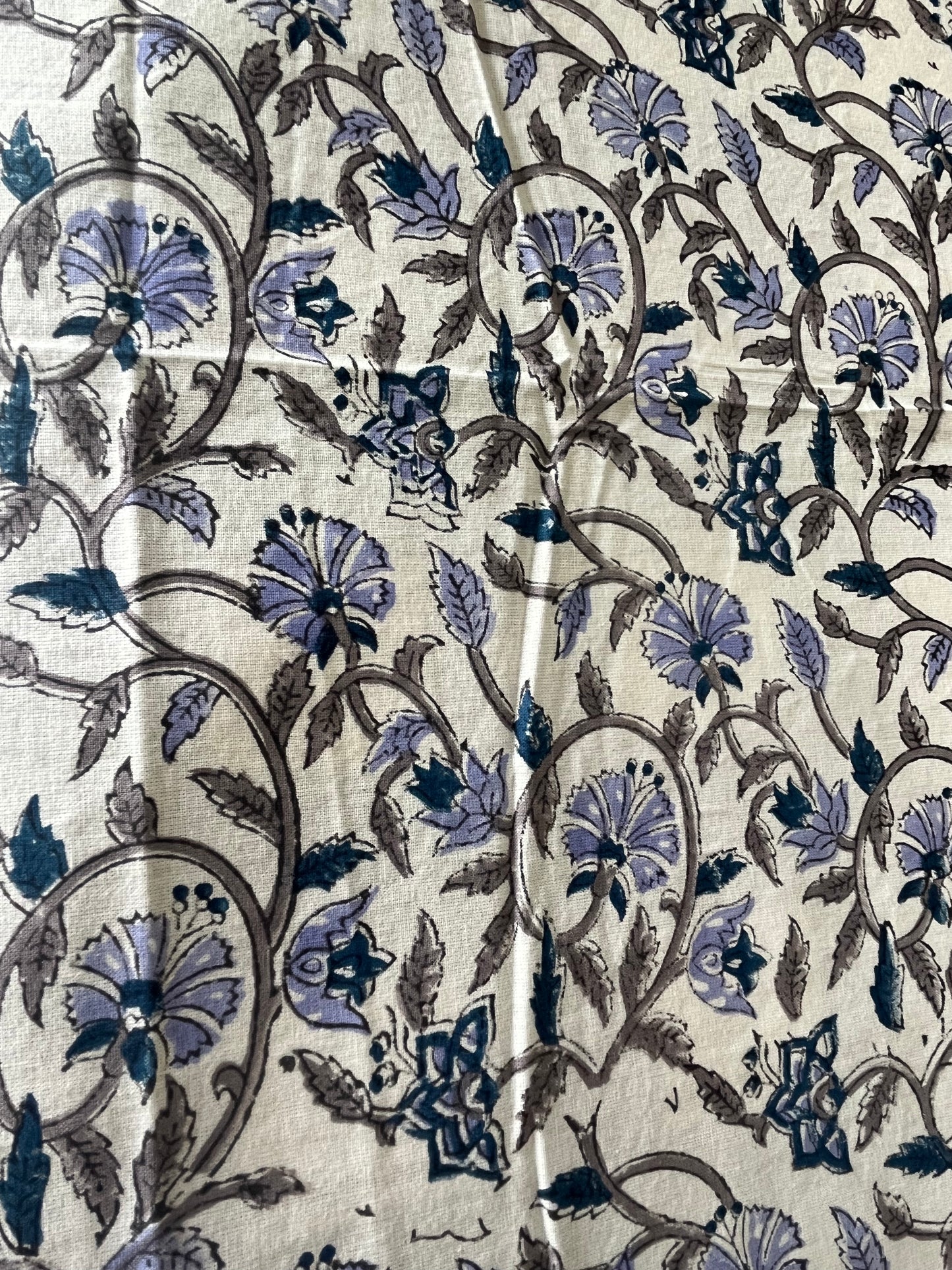 Handblock Blue Floral Printed Double Bedsheet