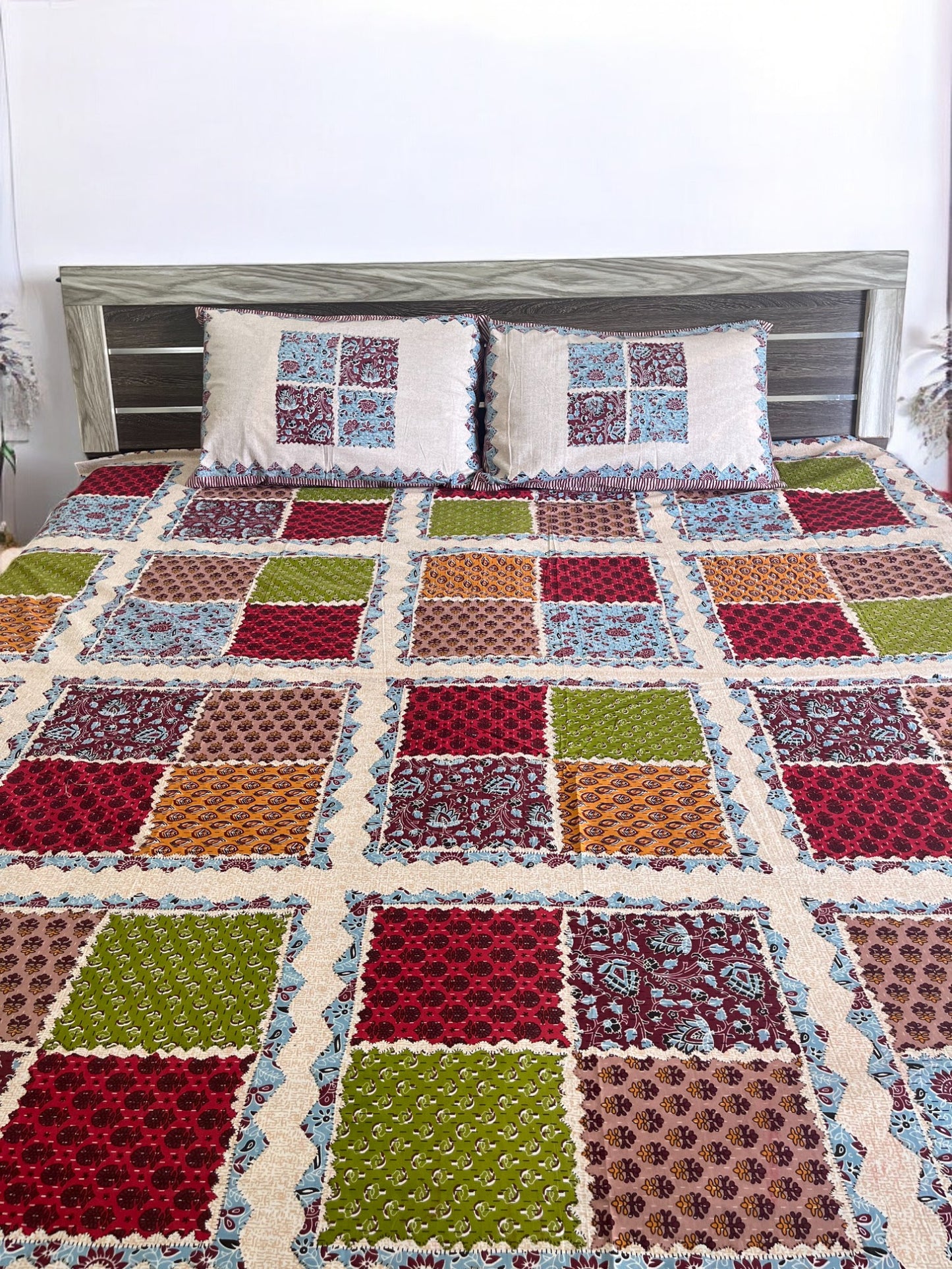 Handblock Multi Color Block Bedsheet