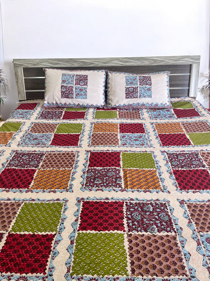 Handblock Multi Color Block Bedsheet