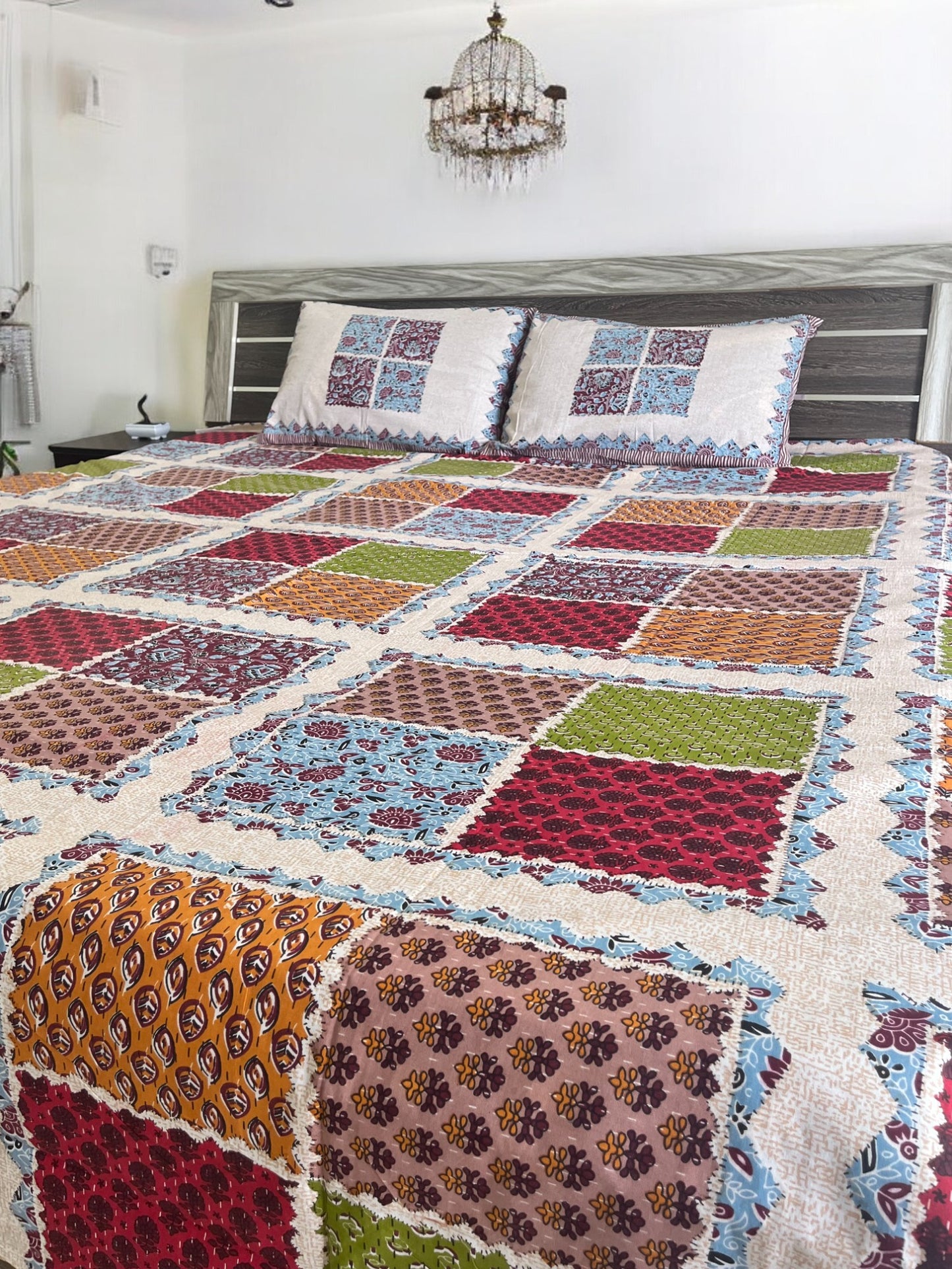 Handblock Multi Color Block Bedsheet