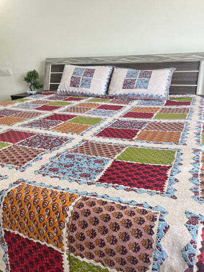 Handblock Multi Color Block Bedsheet