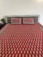 Red and Gold Barmeri Print Double Bedsheet with 2 Pillow Covers
