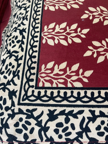 Red and Gold Barmeri Print Double Bedsheet with 2 Pillow Covers