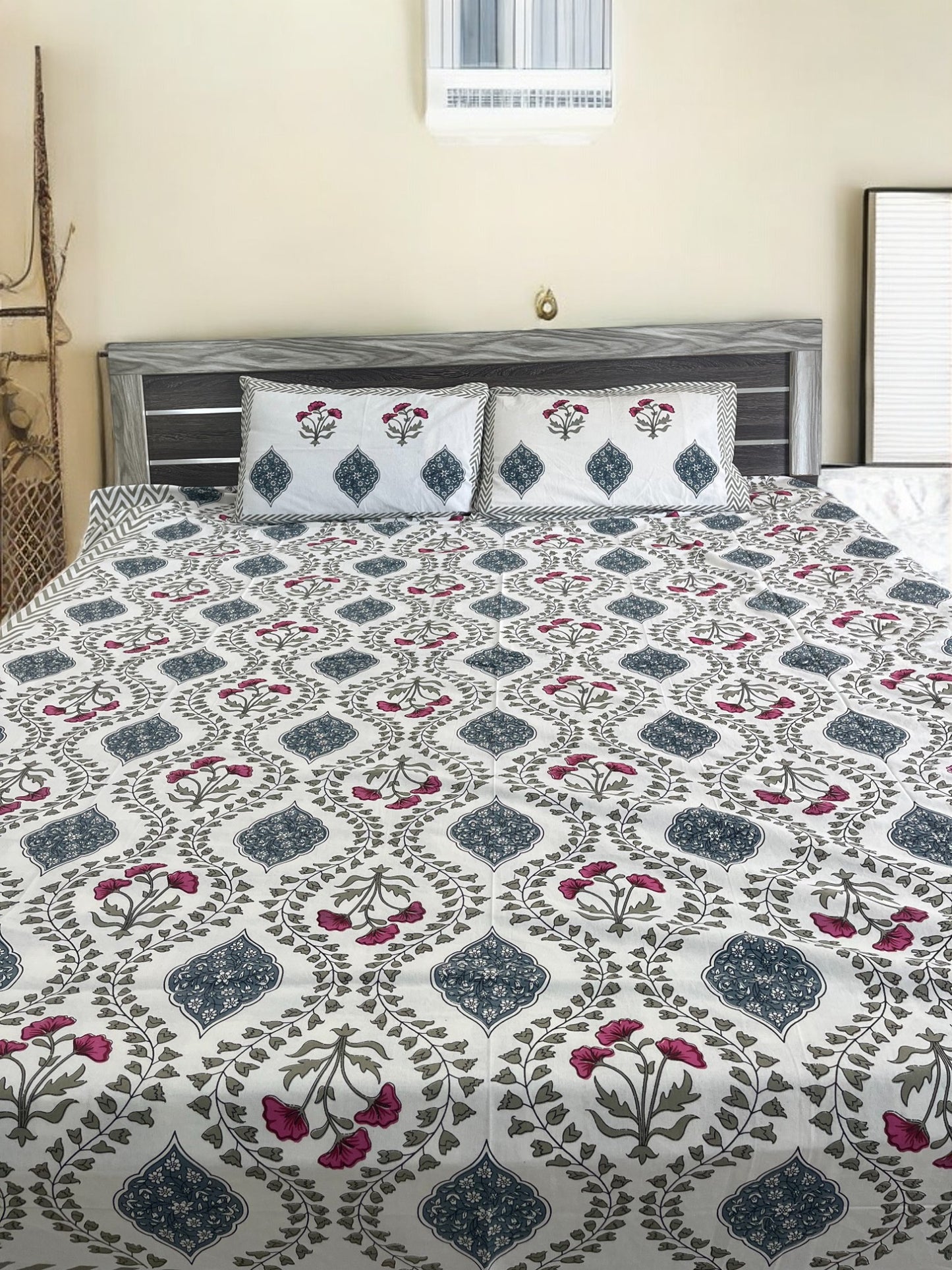 Handblock Green Wave Double Bedsheet