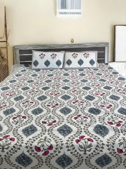 Handblock Green Wave Double Bedsheet