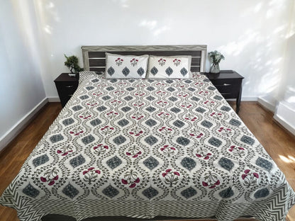 Handblock Green Wave Double Bedsheet