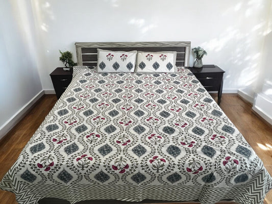 Handblock Green Wave Double Bedsheet