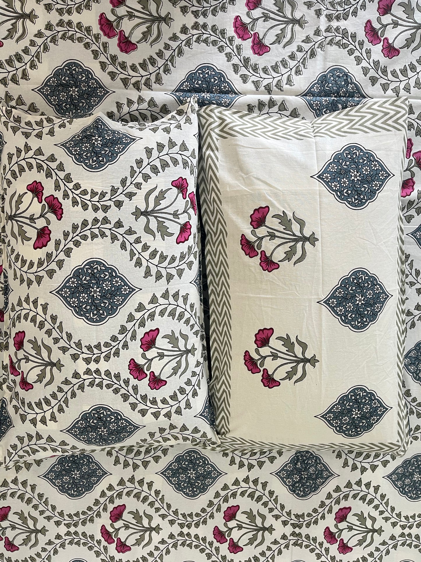 Handblock Green Wave Double Bedsheet