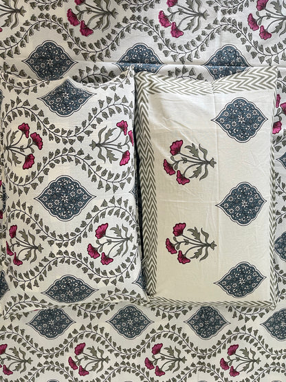 Handblock Green Wave Double Bedsheet