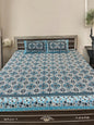 Blue Floral Double Bedsheet with 2 Pillow Cover