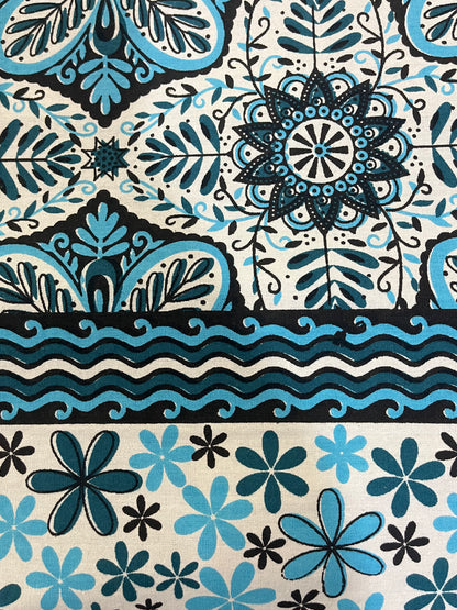 Blue Floral Double Bedsheet with 2 Pillow Cover