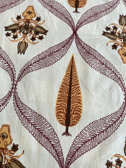 Brown Floral Abstract Double Bedsheet with 2 Pillow Cover