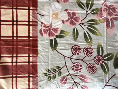 Floral and Check Double Bedsheet with 2 Pillow Cover