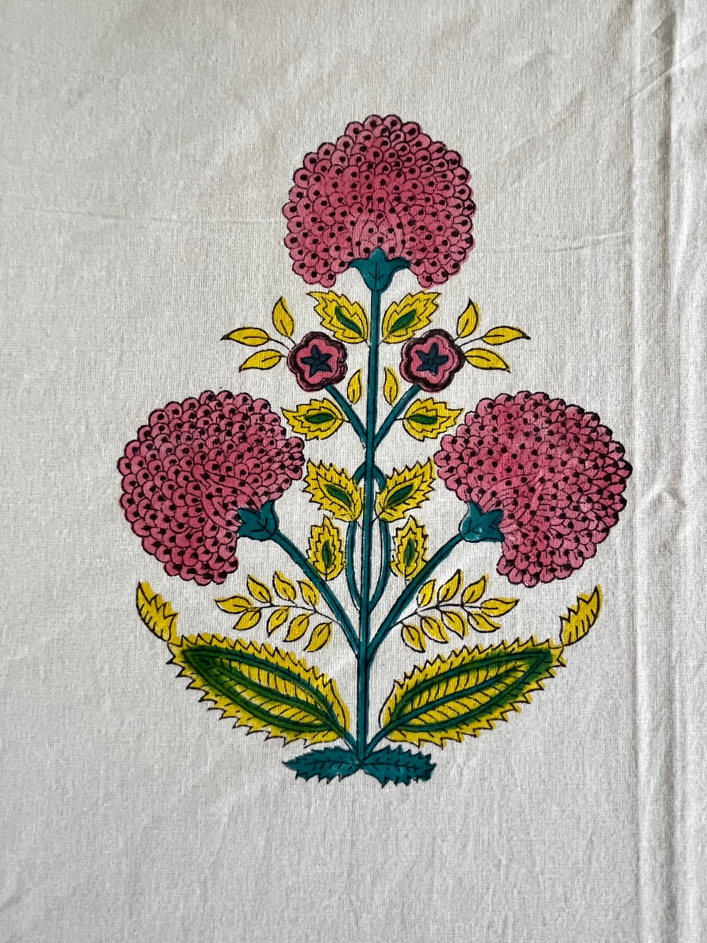 Handblock Pink flower bedsheet