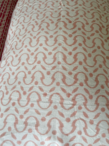 Handblock Pink flower bedsheet