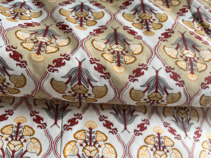 Gold Floral Cotton Single Dohar (Set of 2)