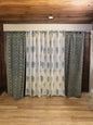 GREEN FLORAL CURTAIN WITH RED FLOWER SET OF 2