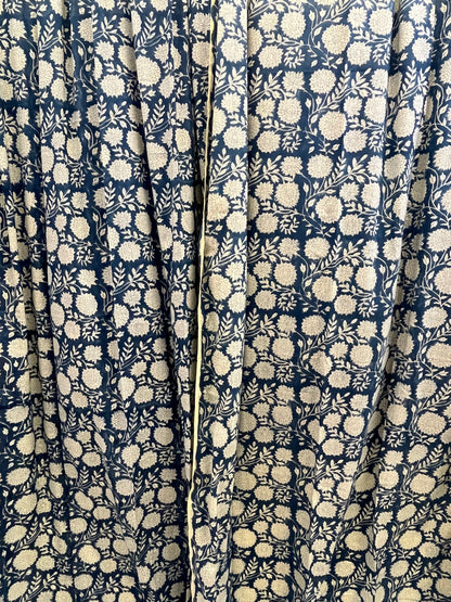ROYAL BLUE HAND BLOCK CURTAIN SET OF 2