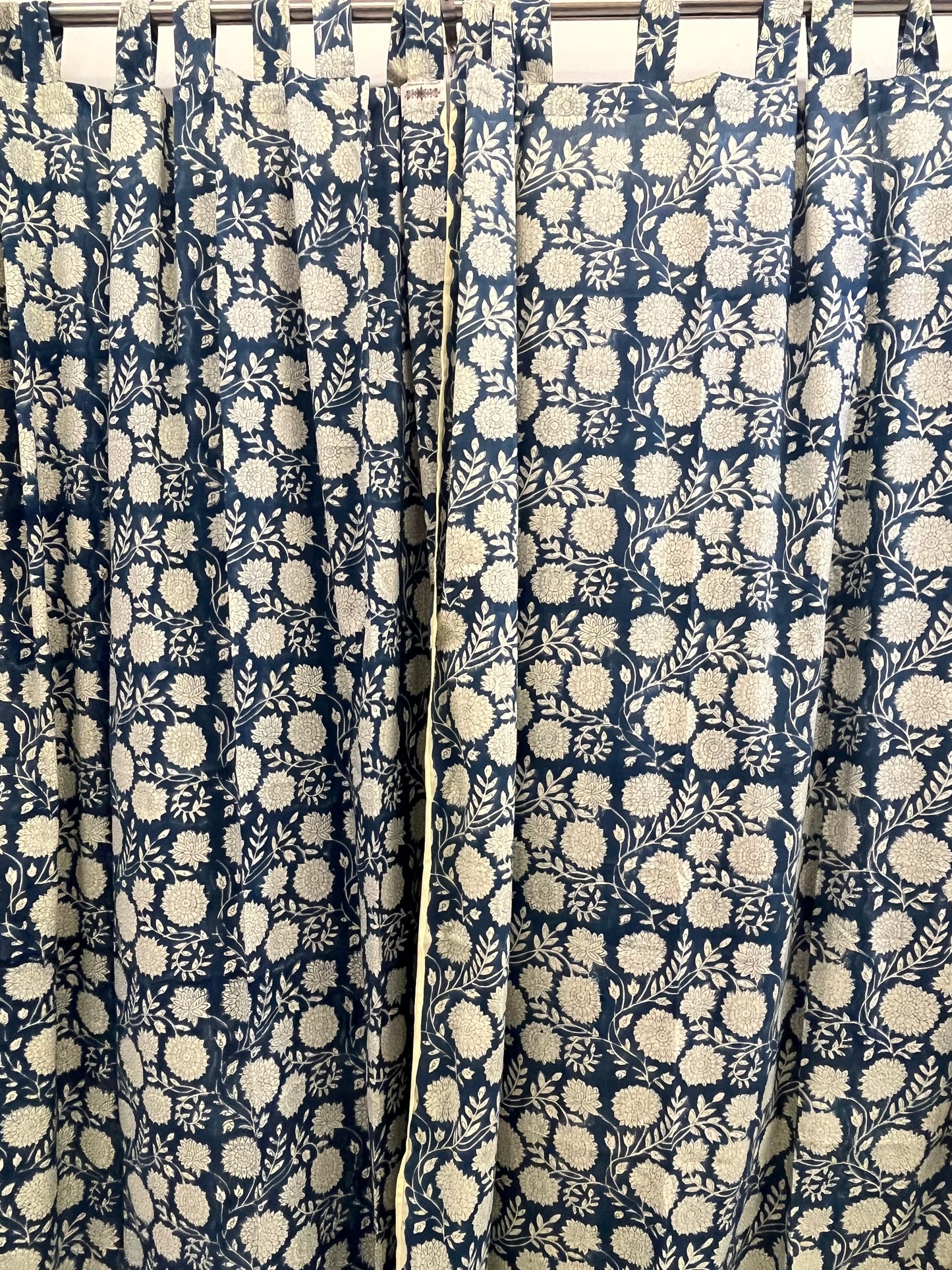 ROYAL BLUE HAND BLOCK CURTAIN SET OF 2