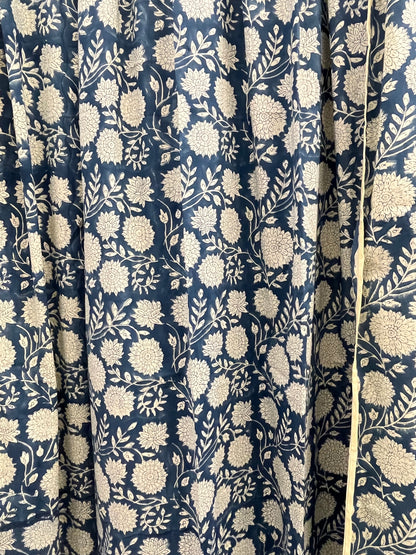 ROYAL BLUE HAND BLOCK CURTAIN SET OF 2