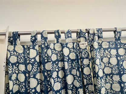 ROYAL BLUE HAND BLOCK CURTAIN SET OF 2