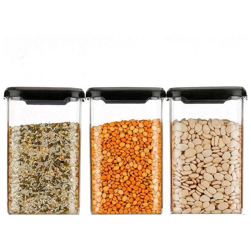 Airtight Kitchen Storage Containers Set – BPA-Free, Freezer Safe, 1100 ml, Black (Pack of 6) for Pantry Organization