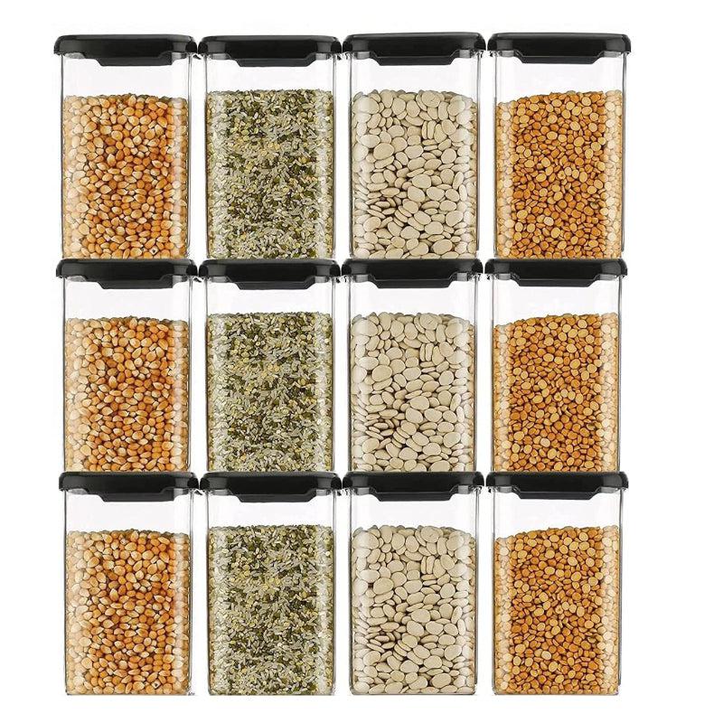Airtight Kitchen Storage Containers Set – BPA-Free, Freezer Safe, 1100 ml, Black (Pack of 6) for Pantry Organization
