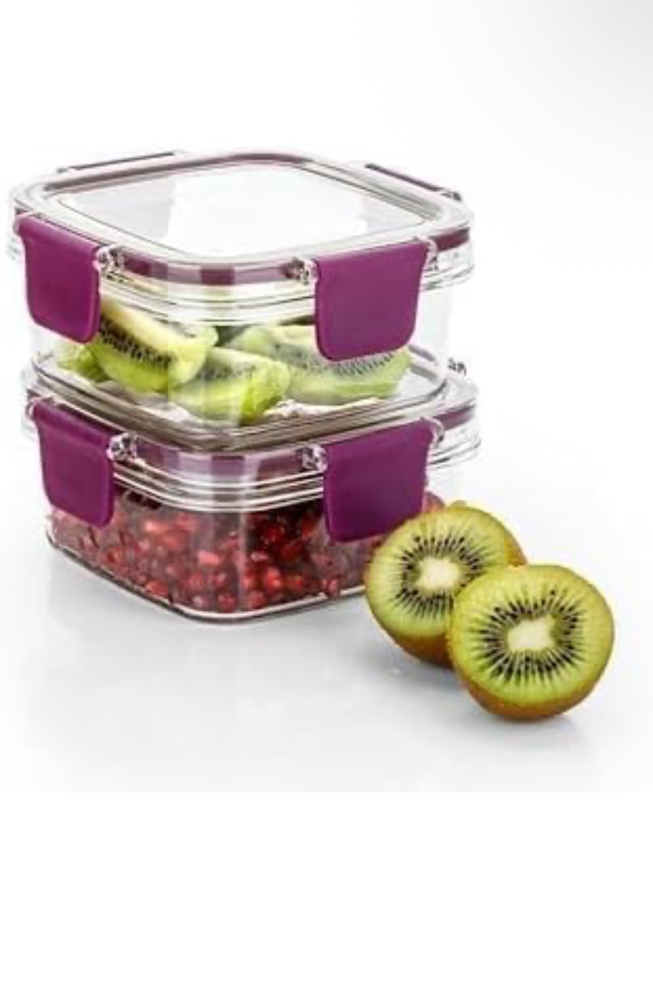 Airtight Flat Storage Containers Set for Kitchen – BPA-Free, Freezer Safe, 450 ml, Purple (Pack of 4) for Pantry Organization